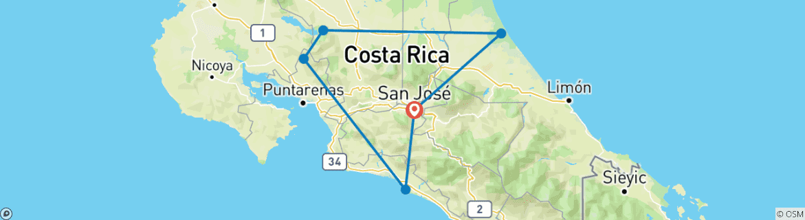 Image d'une carte montrant l'itinéraire du circuit