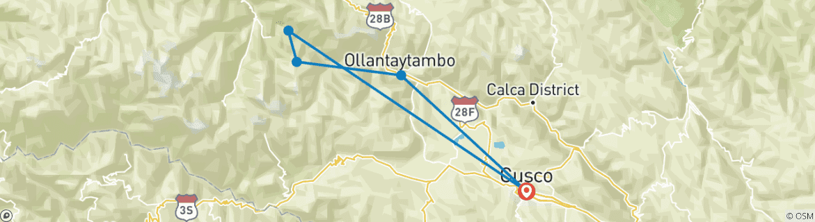 Map of Inca Trail 2 Days to Machu Picchu with Camping