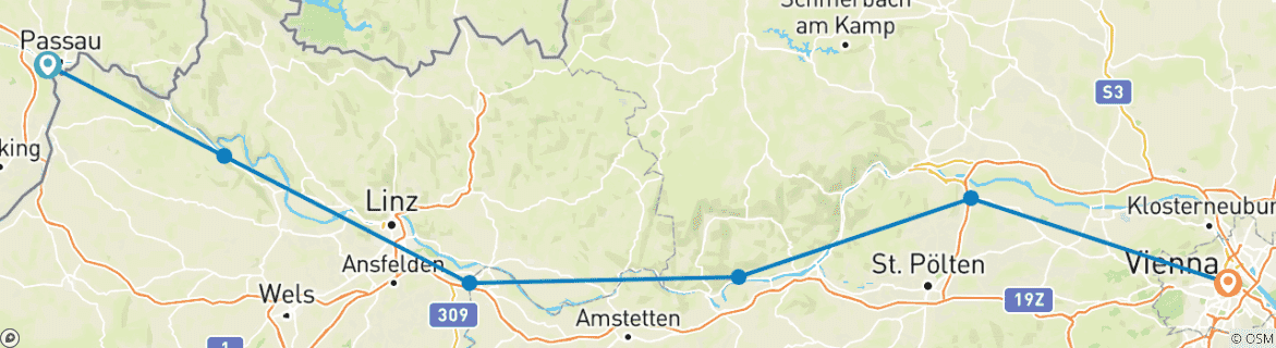 Map of Danube Cycle Path