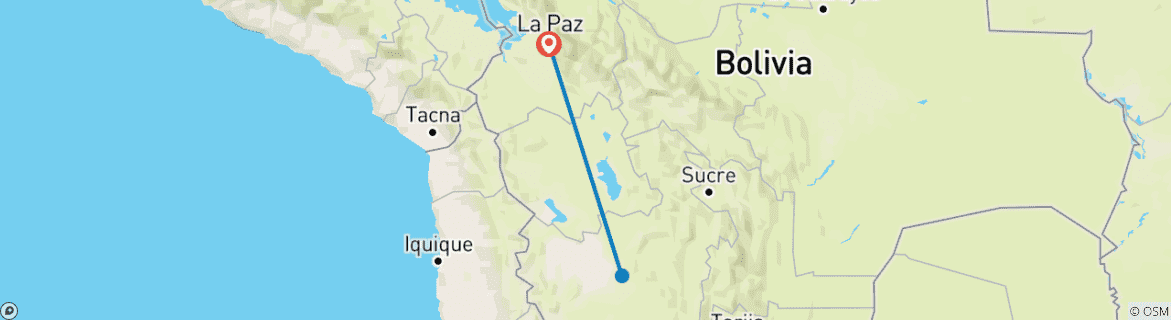 Kaart van 7-daagse Bolivia Uyuni Tour op maat, dagelijkse start & privégids