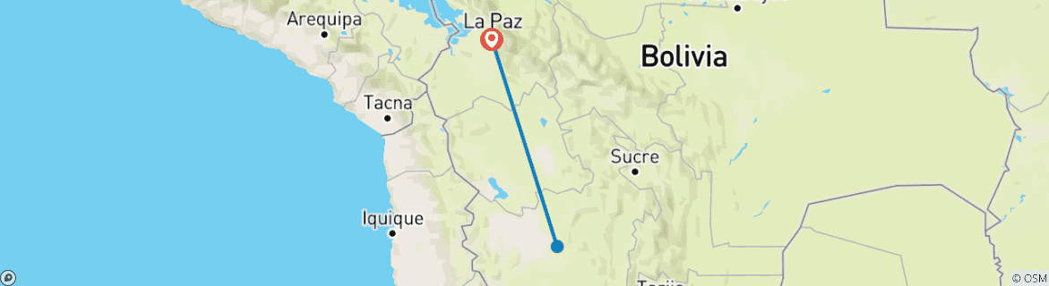 Carte du circuit Aventure sur mesure de 7 jours en Bolivie, départ quotidien et guide privé