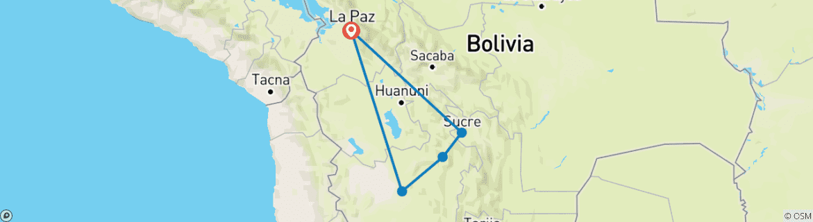 Foto van een kaart met de route van de rondreis