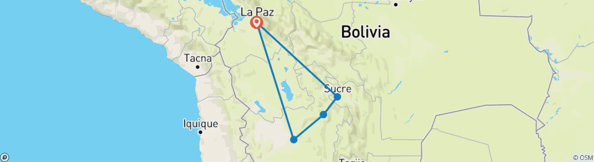 Foto van een kaart met de route van de rondreis