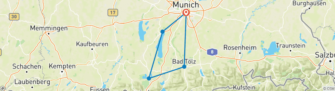 Map of Munich Lakes (5 destinations)