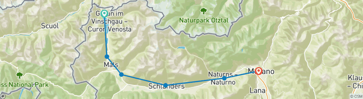 Map of Lake Reschensee –  Lake Kalterer-See