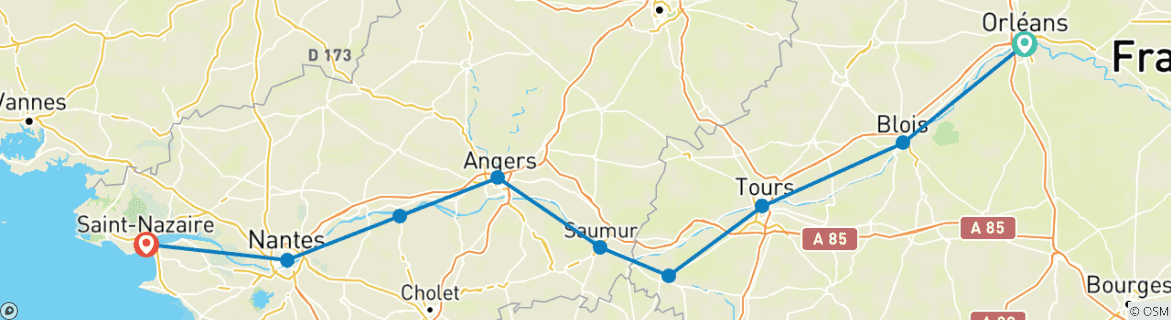 distance from orleans to tours