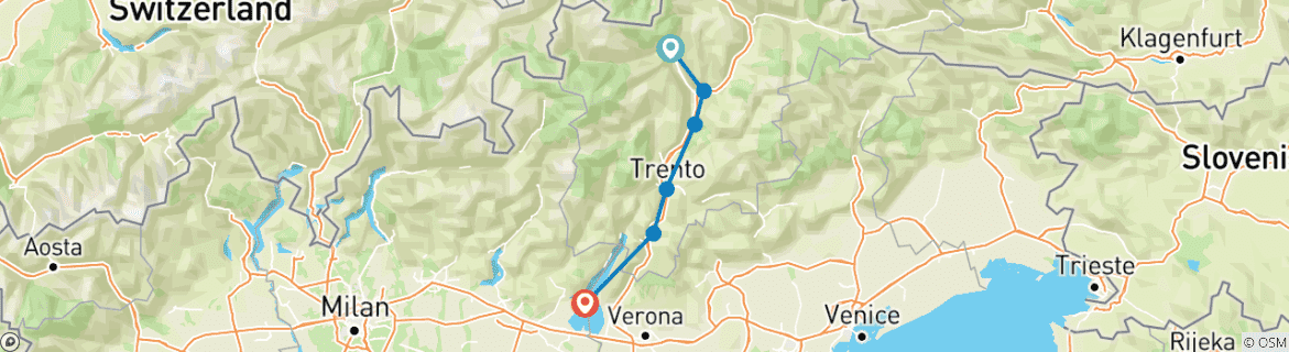 Map of South Tyrol for families: From Merano to Lake Garda.