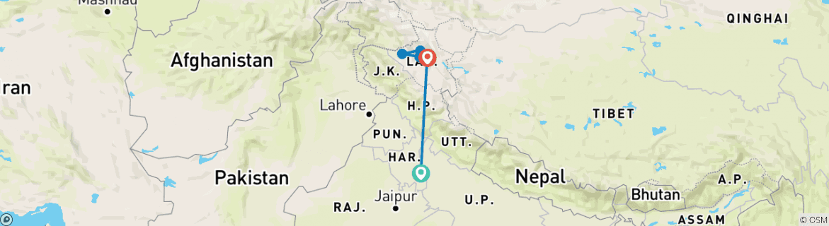 Karte von Multiaktivität in Ladakh PureQuest, Privattour