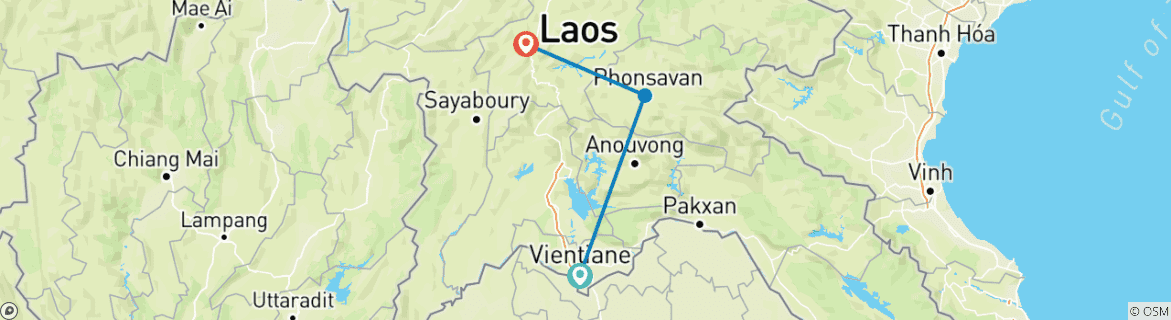 Karte von Laos-Familienreise mit privatem Auto 7 Tage