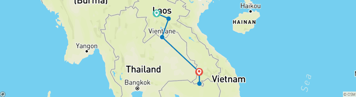 Map of Tailor-Made 10 Days Classic Laos Family Vacation, Daily Departure