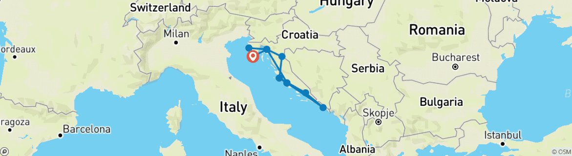 Map of Great tour of Croatia 15 Days, Self-Drive