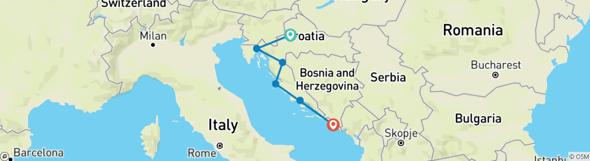 Map of Best of Croatia 11 Days, Self-Drive