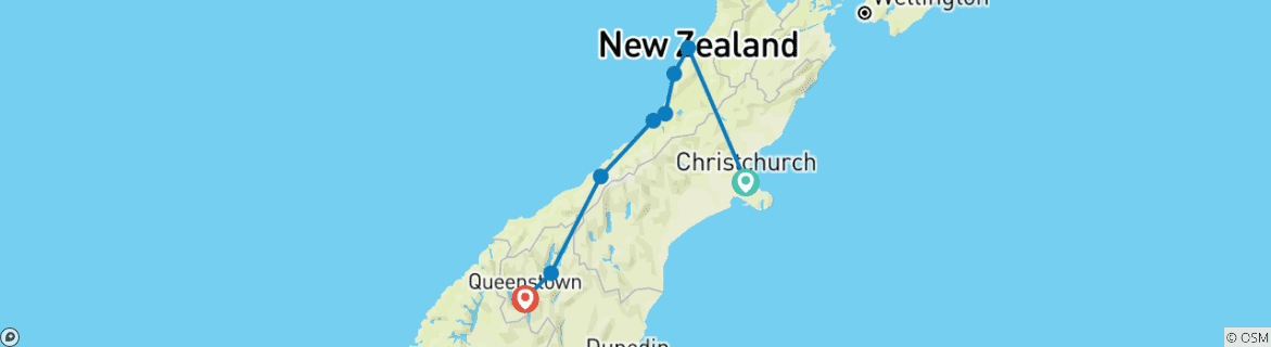 Map of New Zealand West Coast Adventure