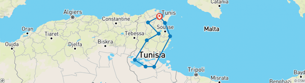 Map of Tunisia Highlights