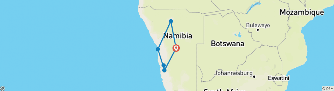 Kaart van Beleef Namibië – compact