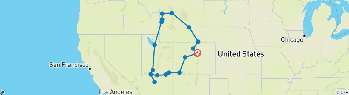 Map of Rocky Mountains & Southwest Highlights