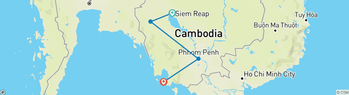 Kaart van Op maat gemaakte privéstrandvakantie met het gezin in Cambodja, dagelijks vertrek