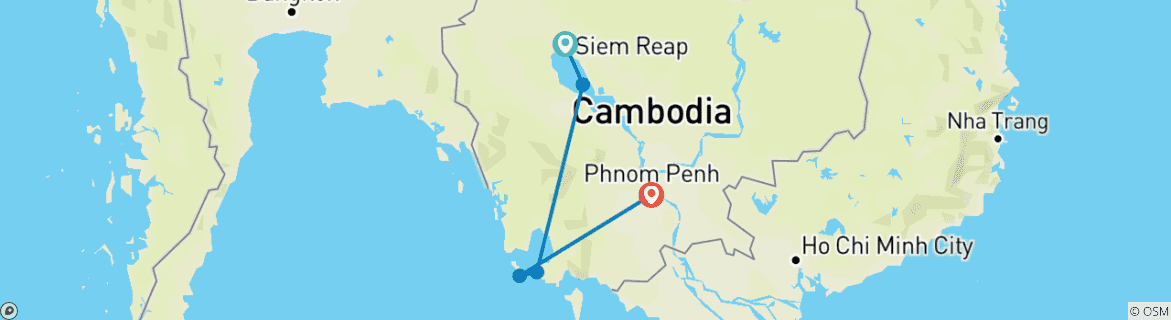 Foto van een kaart met de route van de rondreis