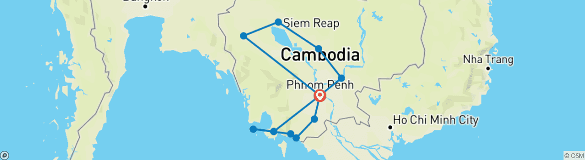 Foto van een kaart met de route van de rondreis