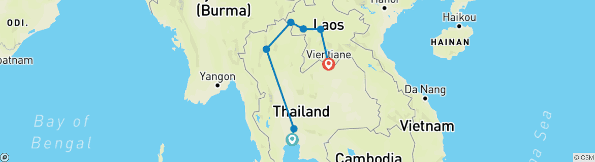 Foto van een kaart met de route van de rondreis