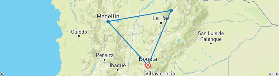 Foto van een kaart met de route van de rondreis