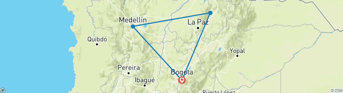 Map of Customized Private Colombia Tour with Daily Departure