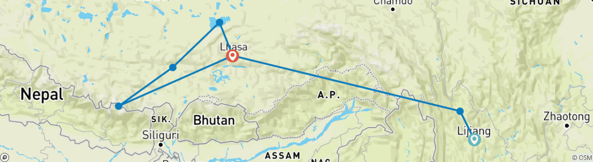 Map of China/ Tibet: Vom Volk der Naxi über Shangri La nach Lhasa bis zum Mount Everest