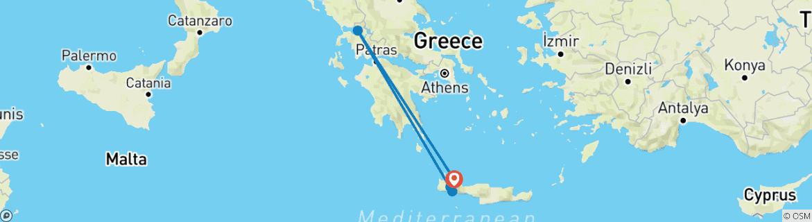 Image d'une carte montrant l'itinéraire du circuit