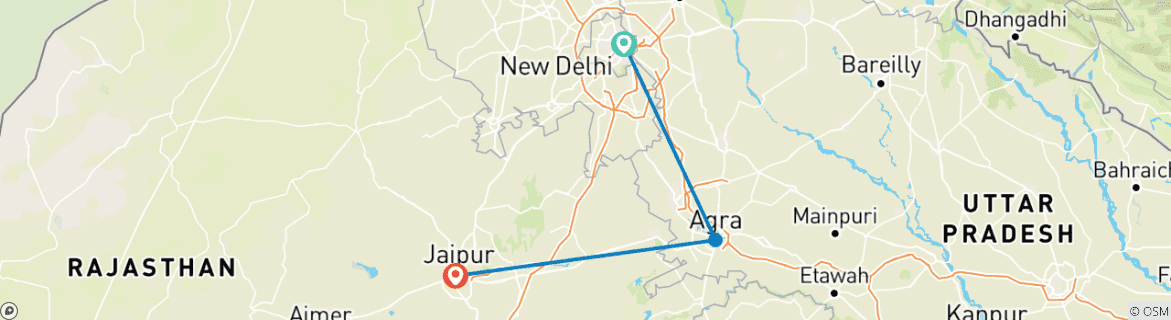 Foto van een kaart met de route van de rondreis