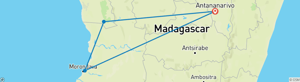 Carte du circuit 7 jours Best Price Madagascar Family Tour avec Baobabs Avenue, Daily Start