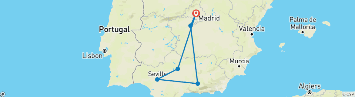 Map of Madrid, Andalucia y Toledo