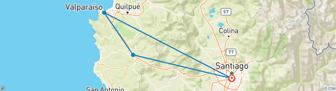 Map of Santiago Short Break (4 destinations)