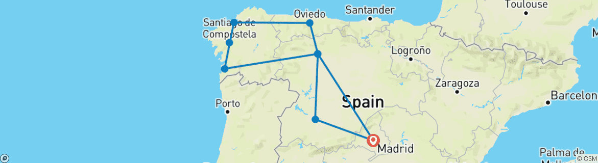 Foto van een kaart met de route van de rondreis