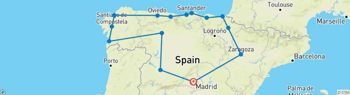 Foto van een kaart met de route van de rondreis