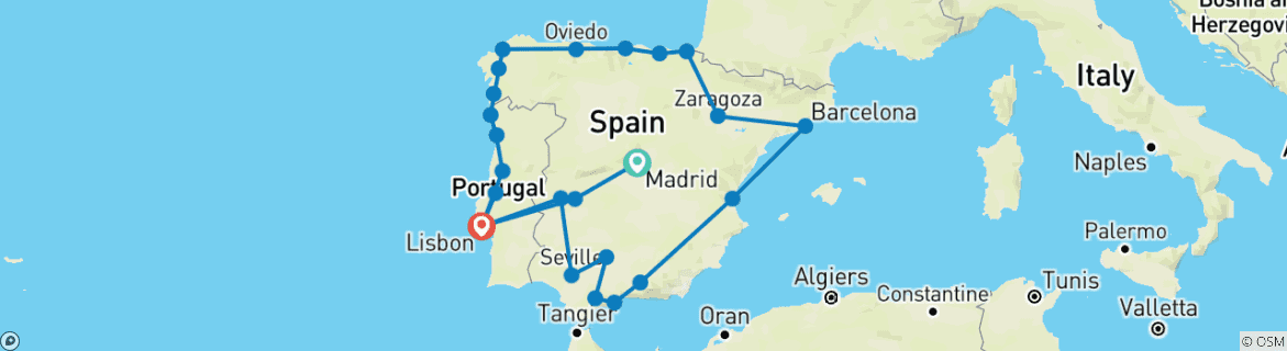 Map of Portugal & Spain