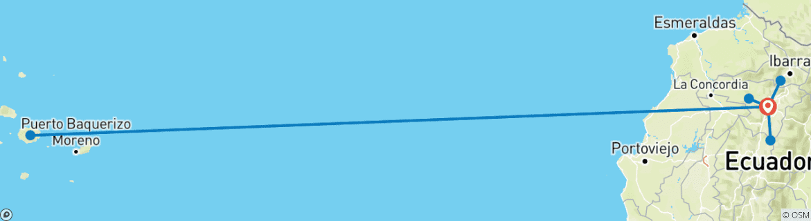 Foto van een kaart met de route van de rondreis