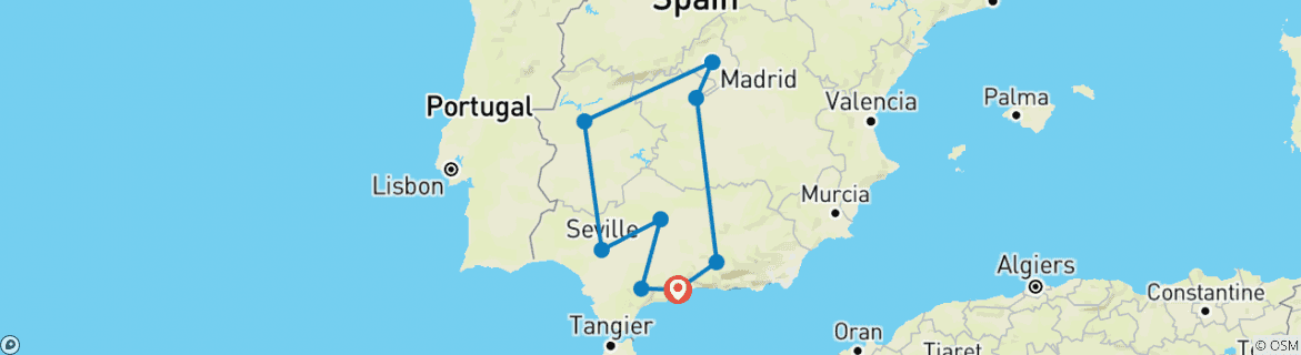 Map of Andalucia & Madrid (including Malaga)