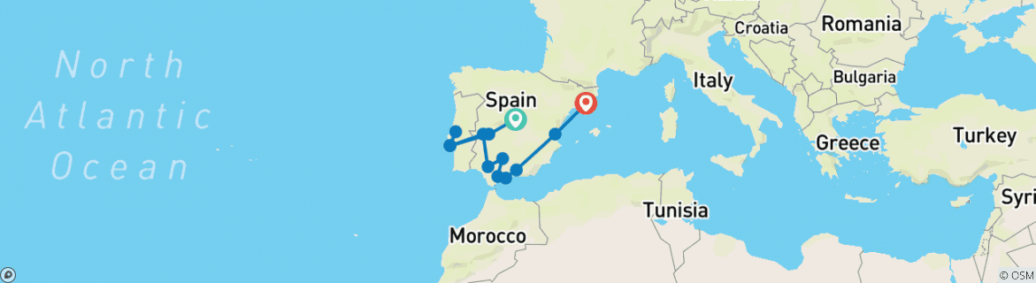 Map of Highlights of Spain and Portugal