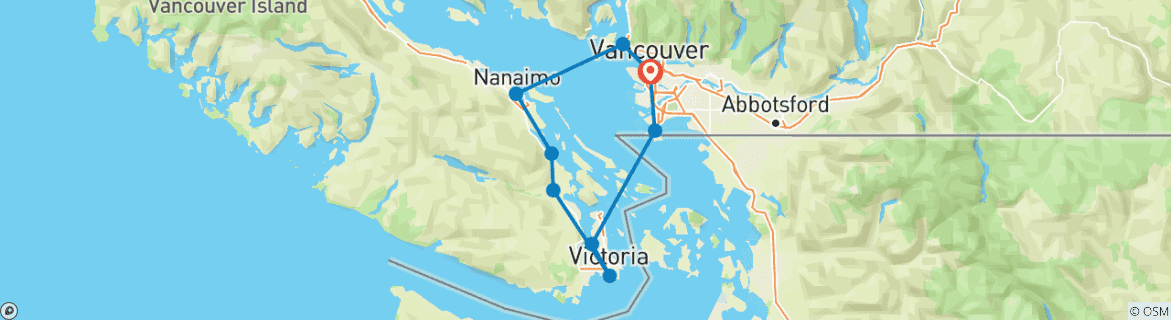 Map of 3 Days Vancouver-Victoria, Duncan, Chemainus, Nanaimo Private Tour