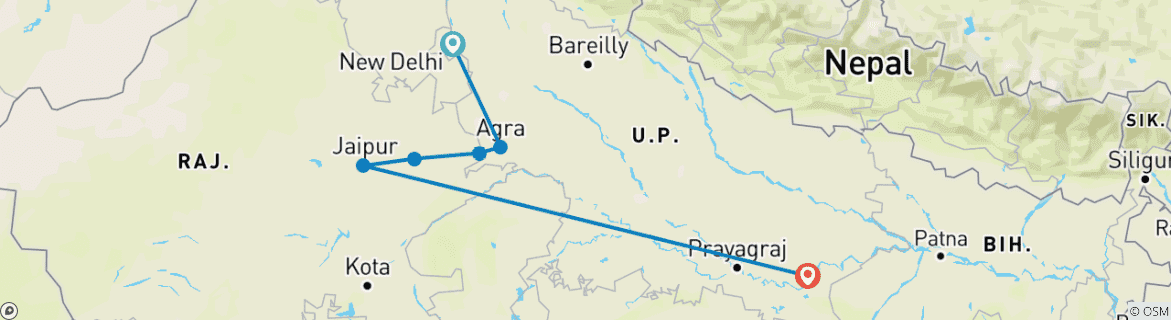 Map of India by Car and Driver - Delhi | Agra | Jaipur | Varanasi !!