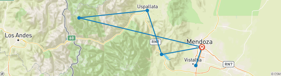 Foto van een kaart met de route van de rondreis