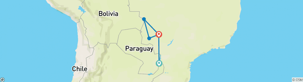 Map of Pantanal, Bonito & Iguazu Adventure 9D/8N (from Foz do Iguacu)