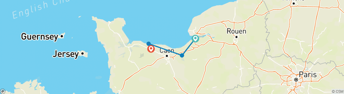 Map of Normandy Walk from Deauville to Bayeux