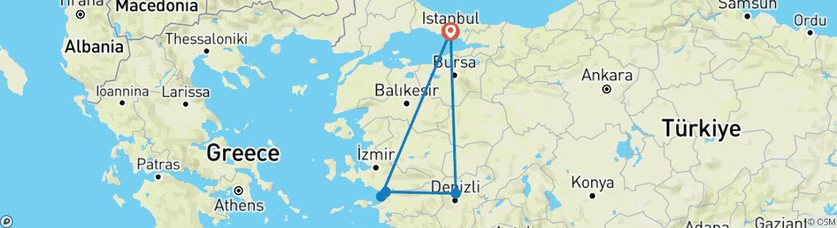 Karte mit der Reiseroute