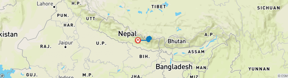 Map of Island Peak Climbing and Everest Three Passes Trek 21 days 20 Night