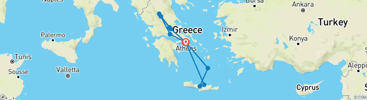 Mapa de Explora lo mejor de Grecia - 10 días