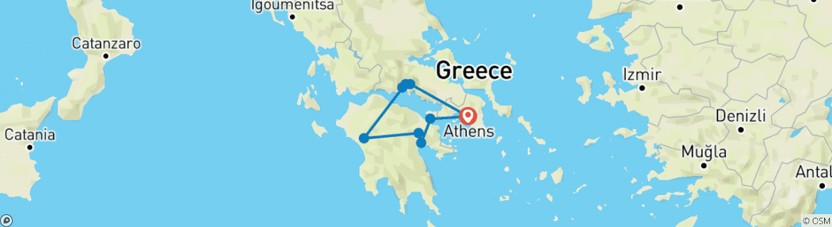 Map of Prehistoric Tour of Greece - 3 days