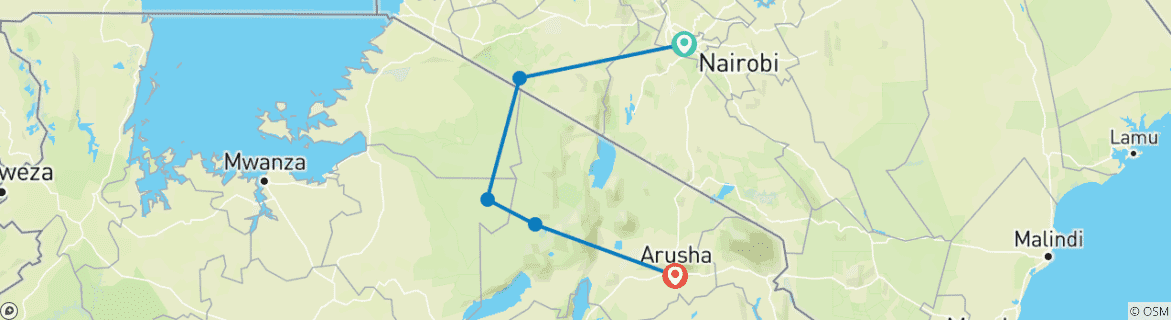 Foto van een kaart met de route van de rondreis