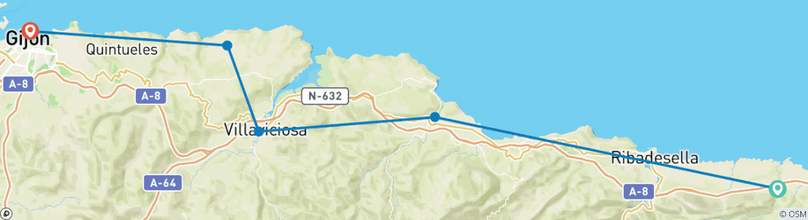 Image d'une carte montrant l'itinéraire du circuit