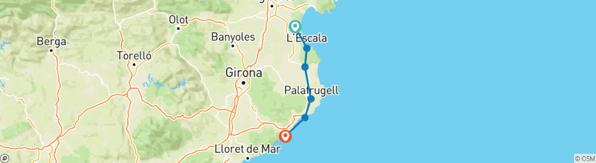 Image d'une carte montrant l'itinéraire du circuit